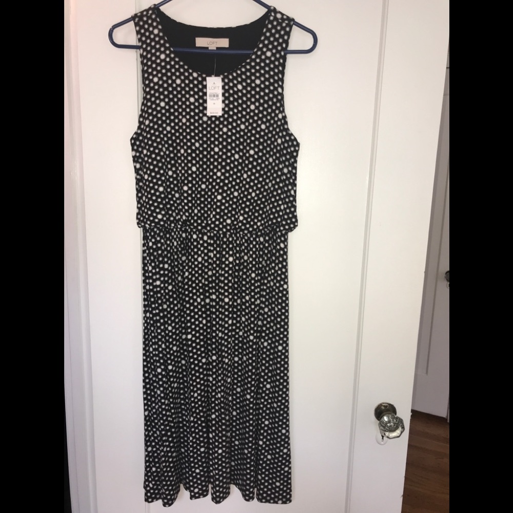 Loft Blouson Circle Print Midi Dress